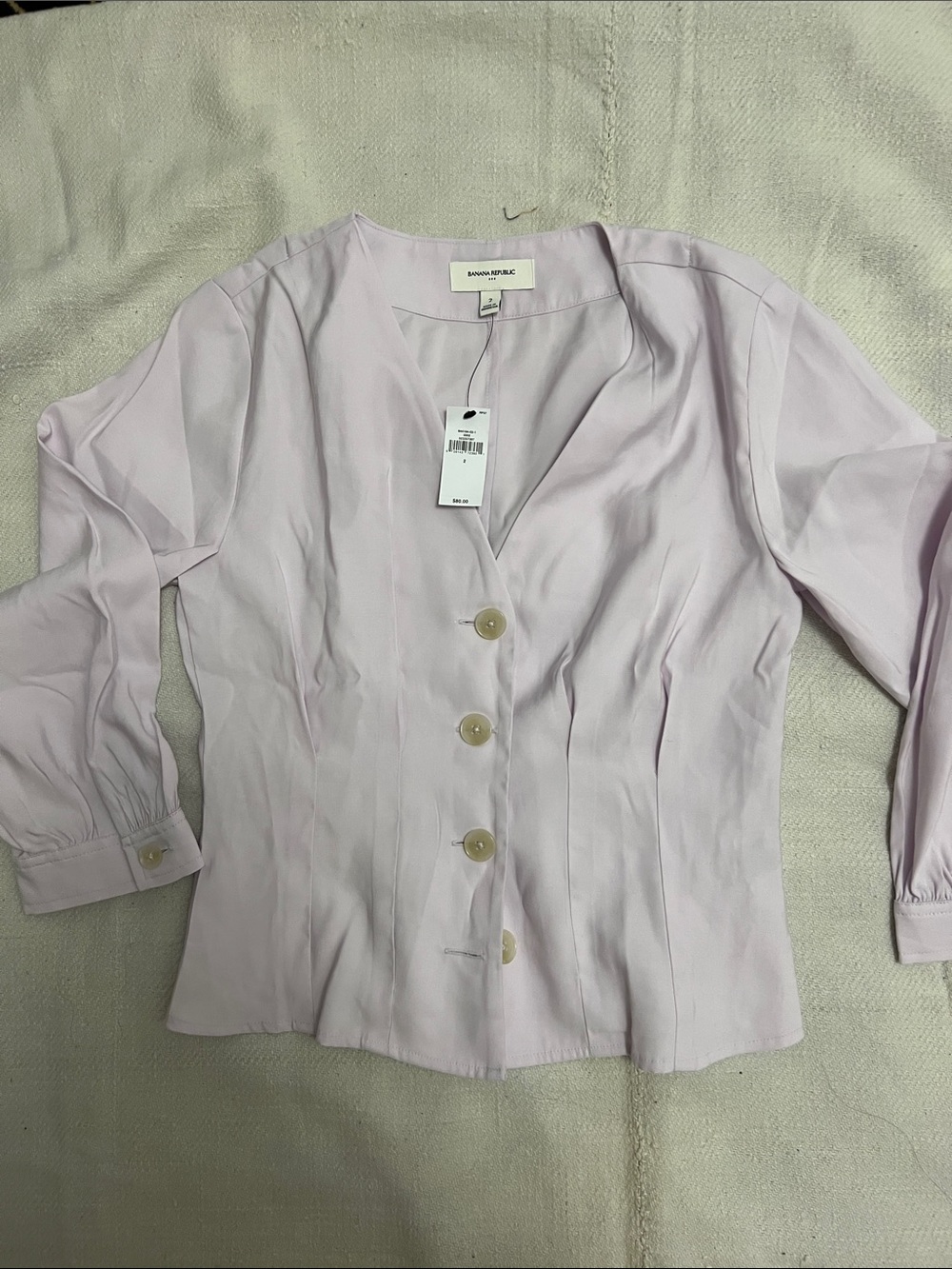 Banana Republic Pale Lavender Button-Front V-Neck Blouse